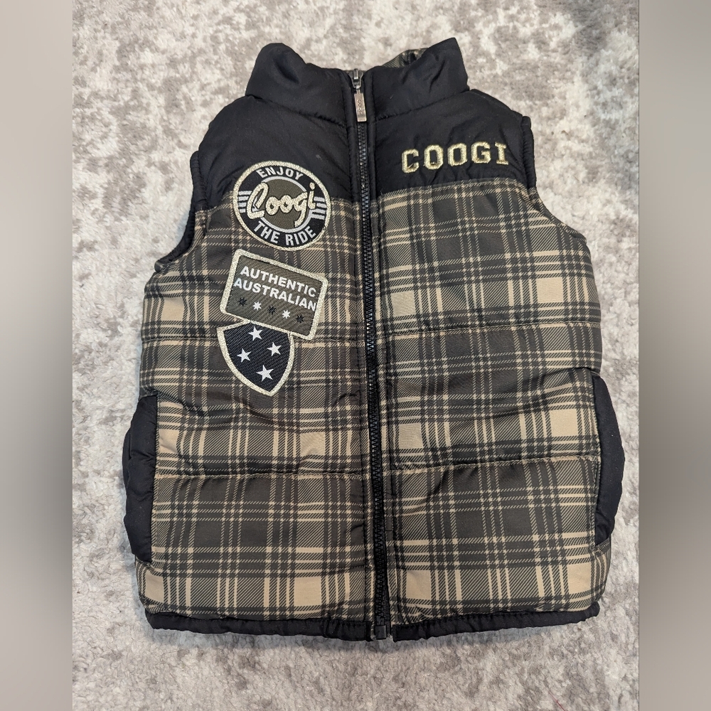 COOGI Kids Boys Girls Baby Plaid Logo Vest Size 18 Months Layering Preppy Y2K